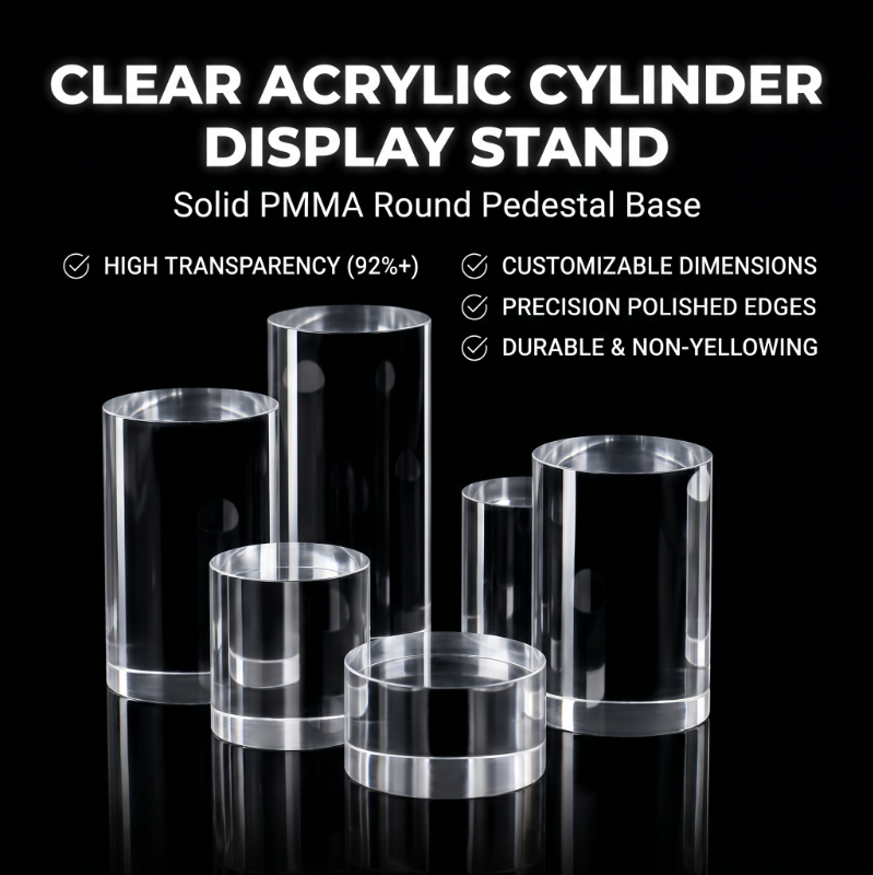 Model Figure Base - Klarer Massiver Acryl-Zylinderblock, PMMA Runder Display-Sockel