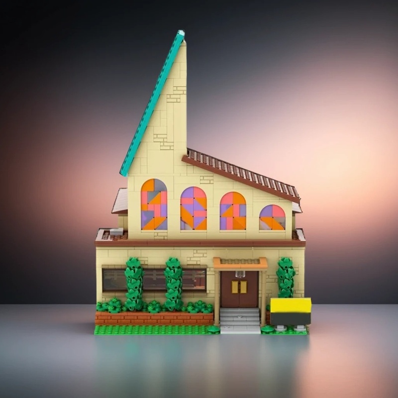 Model Kit Expert - 1891-teiliges MOC Modulares Springfield-Kirchen-Architektur-Straßenszenen-Modell Bausteine Konstruktionsset