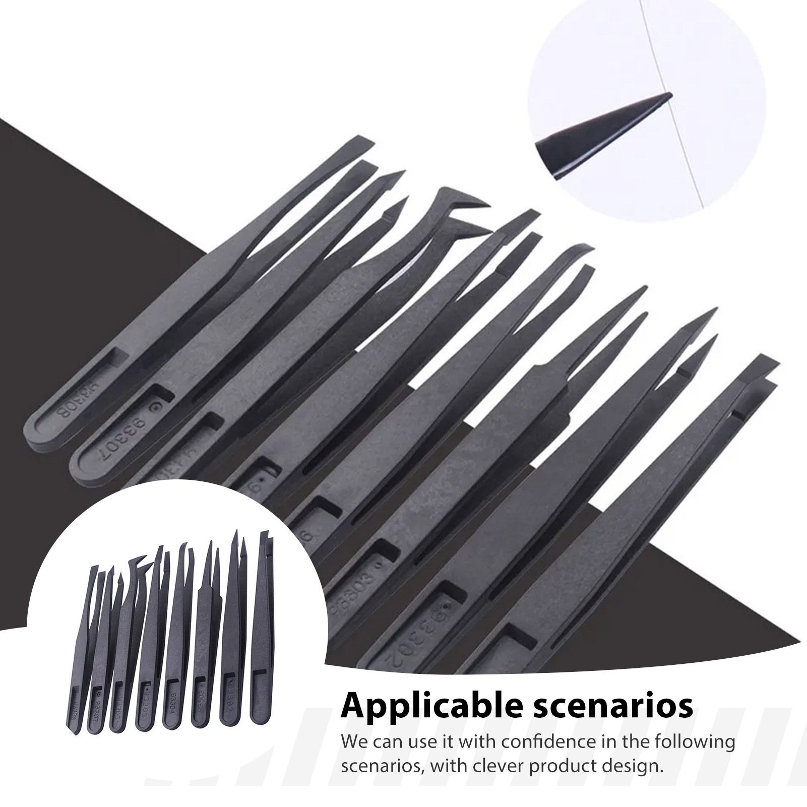 Model Kit Tweezers - 8-teiliges Pinzetten-Set aus Kohlefaser, antistatische Präzisionswerkzeuge