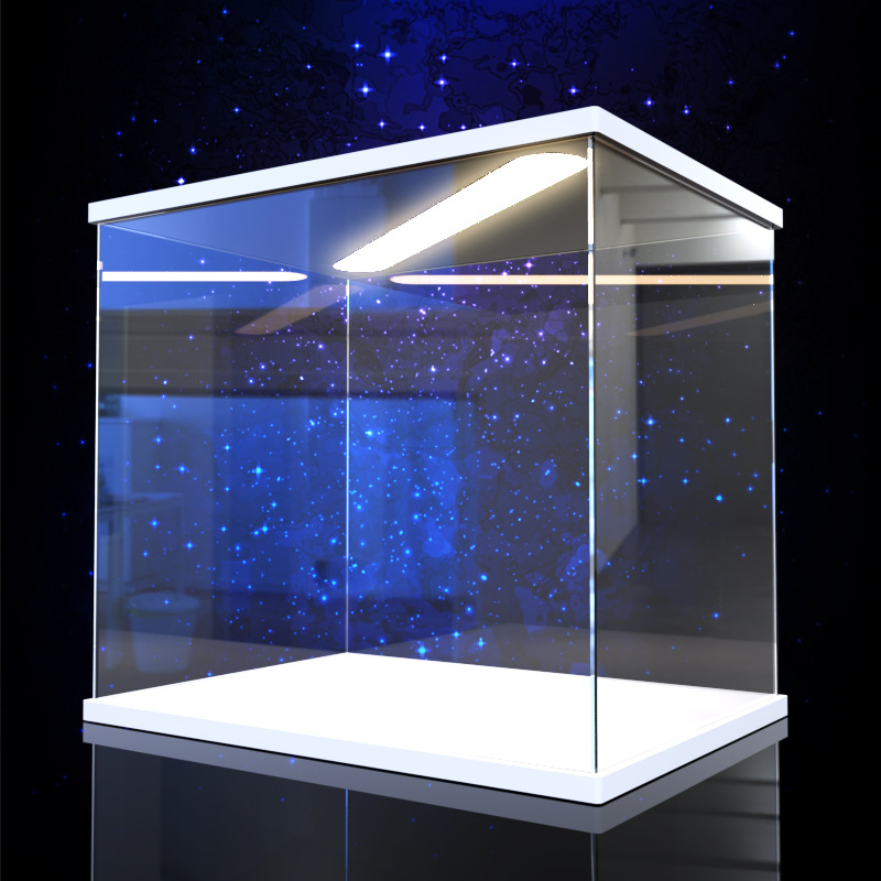 Model Kit Display Case - Premium weißer Chevron-Vitrine, transparente Acryl-Display-Box mit