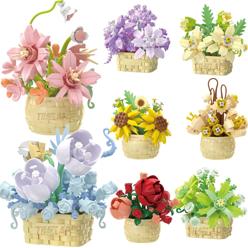 Model Kit Expert - DIY MOC Topfpflanzen Rosen Sonnenblumen Sukkulenten