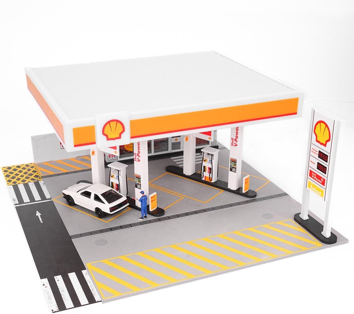 1/64 Maßstab Shell Tankstellen – Model Kit Diorama Bewertung und Preis